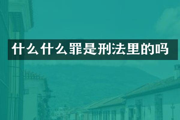 什么什么罪是刑法里的吗