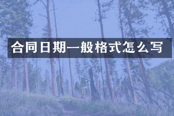 合同日期一般格式怎么写