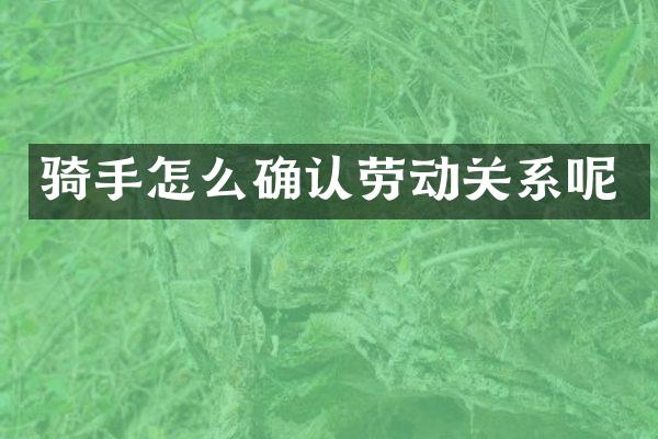 骑手怎么确认劳动关系呢