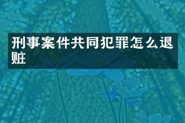 刑事案件共同犯罪怎么退赃