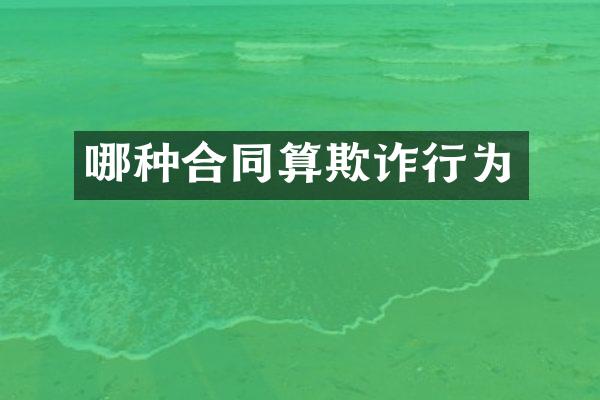 哪种合同算欺诈行为