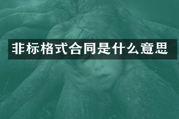 非标格式合同是什么意思