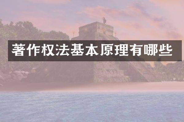 著作权法基本原理有哪些