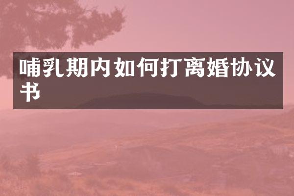 哺乳期内如何打离婚协议书