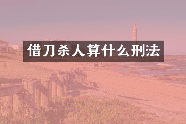 借刀算什么刑法
