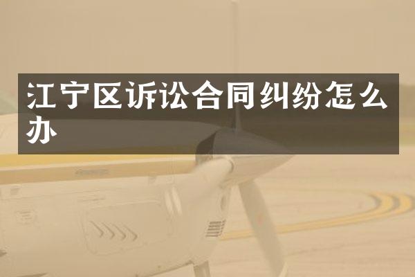 江宁区诉讼合同纠纷怎么办