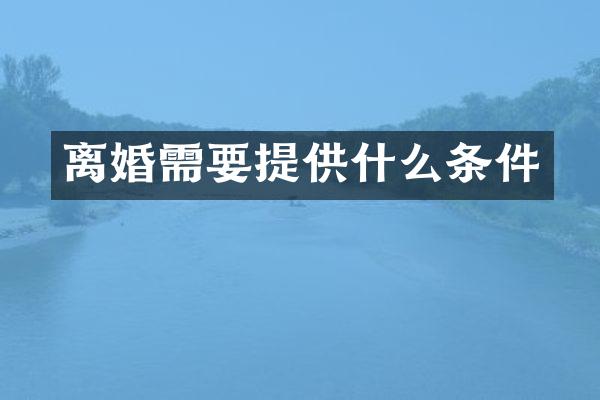 离婚需要提供什么条件