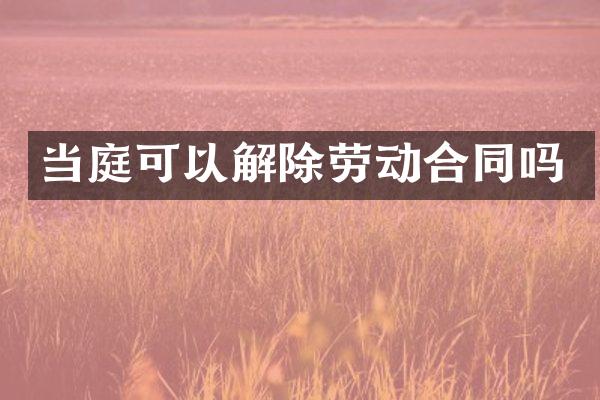 当庭可以解除劳动合同吗