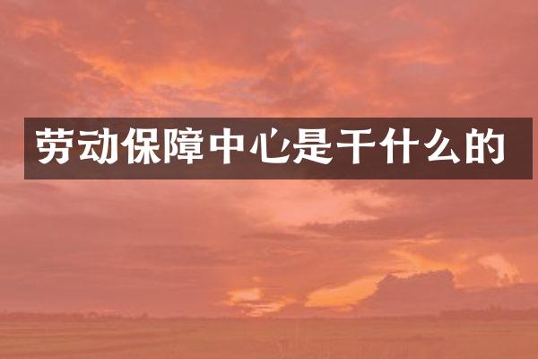 劳动保障中心是干什么的