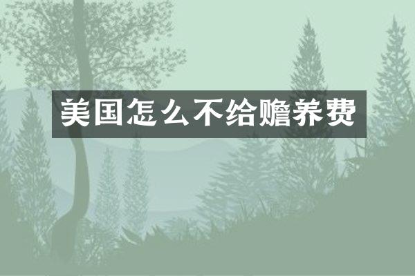 美国怎么不给赡养费