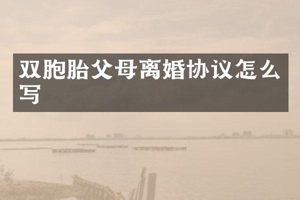 双胞胎父母离婚协议怎么写