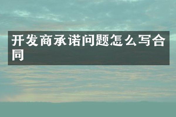 开发商承诺问题怎么写合同