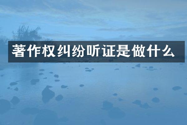 著作权纠纷听证是做什么