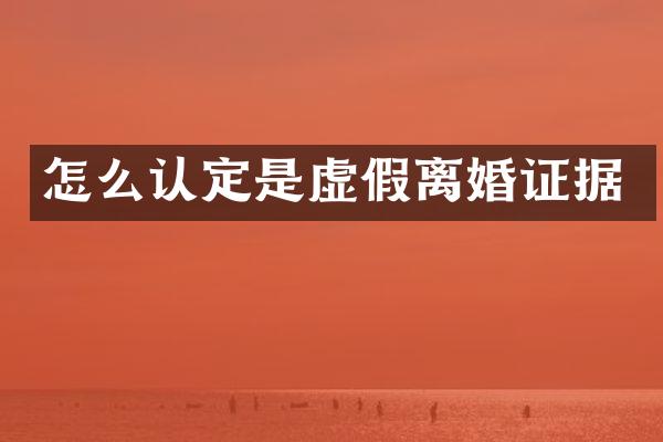 怎么认定是虚假据