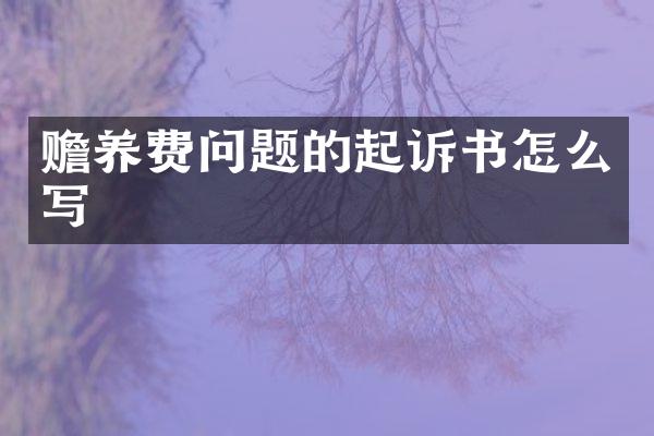 赡养费问题的起诉书怎么写