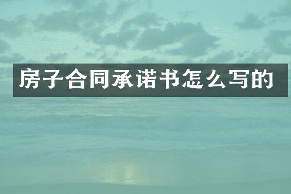 房子合同承诺书怎么写的
