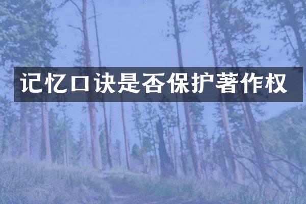 记忆口诀是否保护著作权