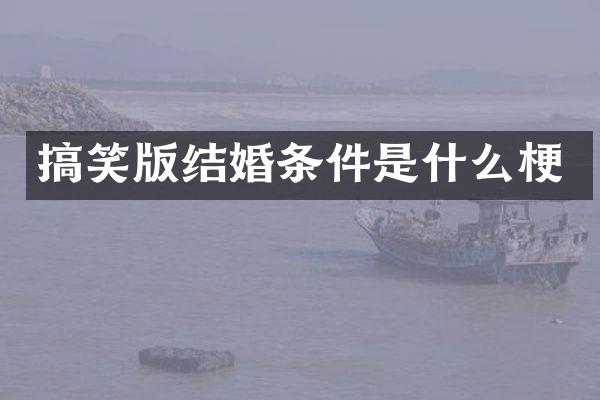 搞笑版结婚条件是什么梗