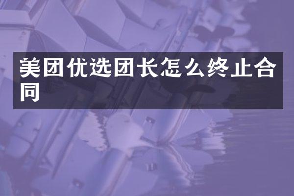 美团优选团长怎么终止合同
