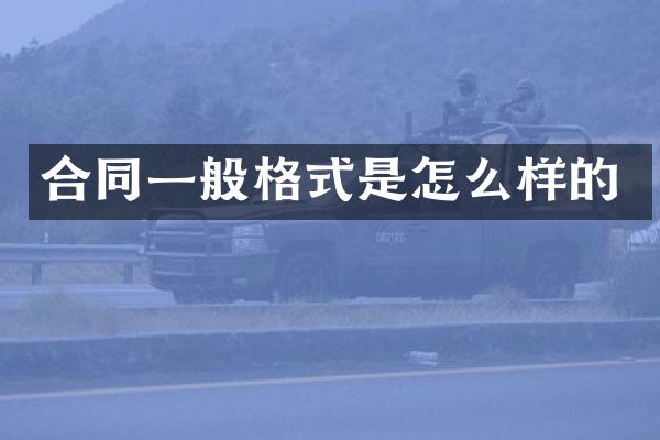 合同一般格式是怎么样的