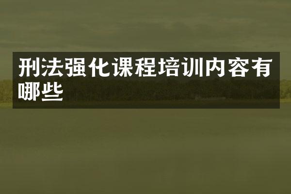 刑法强化课程培训内容有哪些