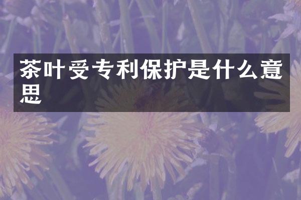 茶叶受专利保护是什么意思
