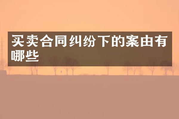 买卖合同纠纷下的案由有哪些