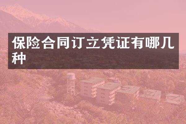 保险合同订立凭证有哪几种