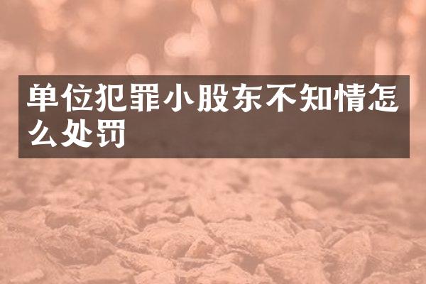 单位犯罪小股东不知情怎么处罚