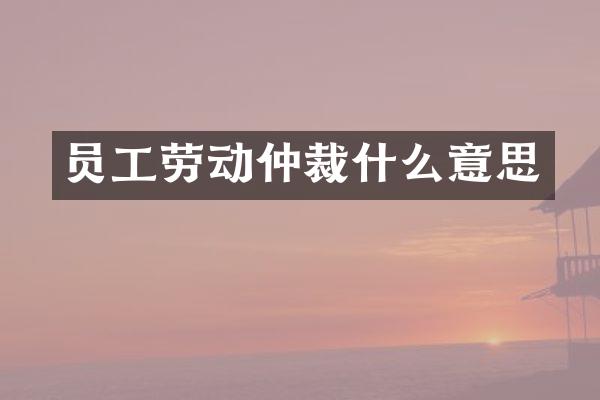 员工劳动仲裁什么意思