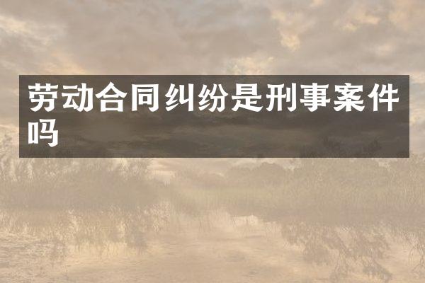 劳动合同纠纷是刑事案件吗