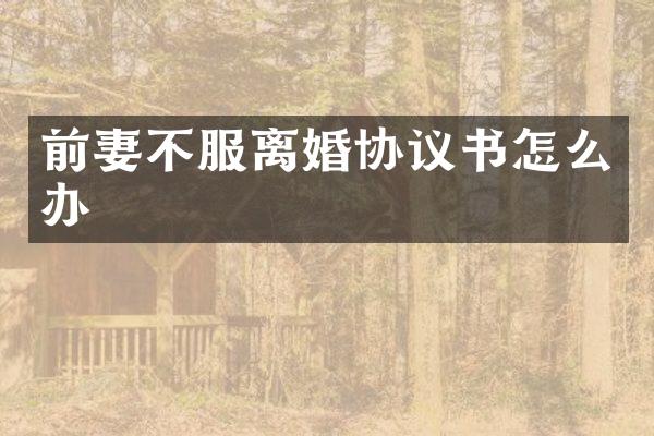 前妻不服离婚协议书怎么办