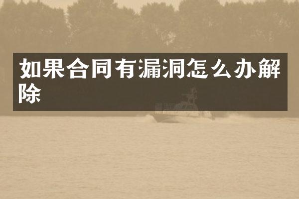 如果合同有漏洞怎么办解除