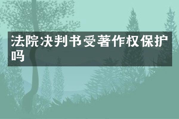法院决判书受著作权保护吗