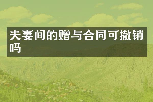 夫妻间的赠与合同可撤销吗