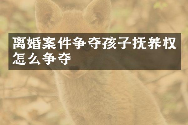 离婚案件争夺孩子抚养权怎么争夺