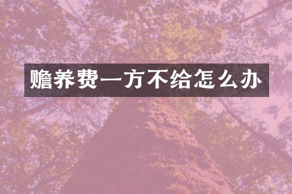 赡养费一方不给怎么办