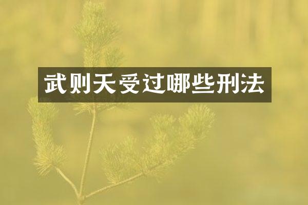 武则天受过哪些刑法