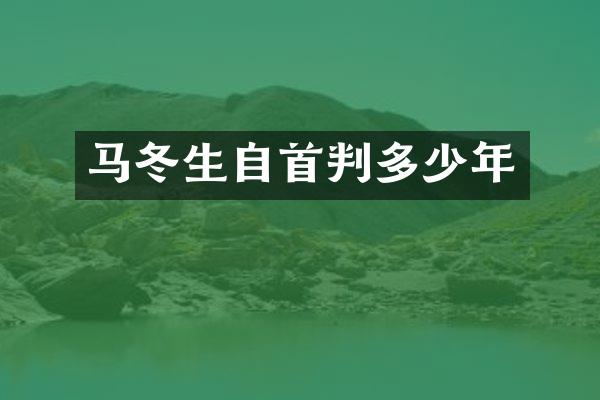 马冬生自首判多少年