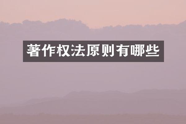 著作权法原则有哪些