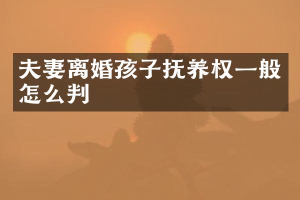 夫妻离婚孩子抚养权一般怎么判