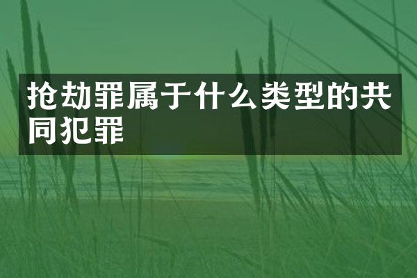抢劫罪属于什么类型的共同犯罪