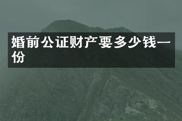 婚前公证财产要多少钱一份
