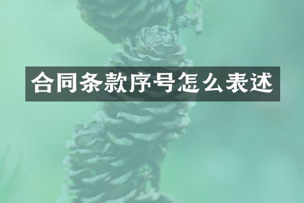合同条款序号怎么表述