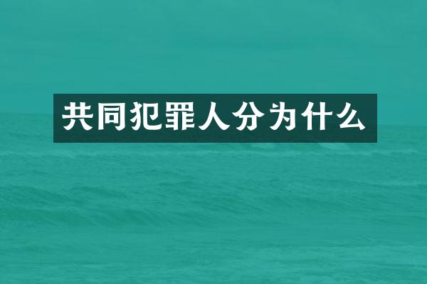 共同犯罪人分为什么