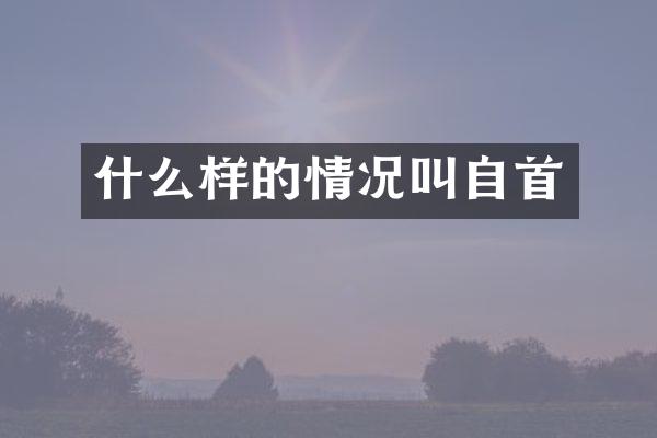 什么样的情况叫自首