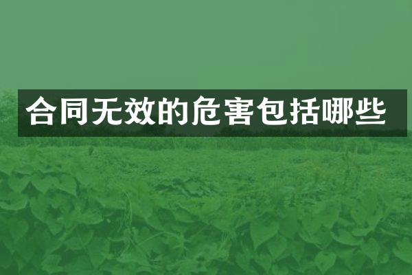 合同无效的危害包括哪些