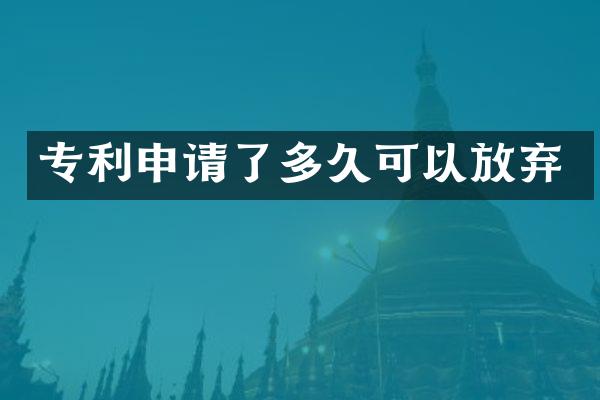 专利申请了多久可以放弃