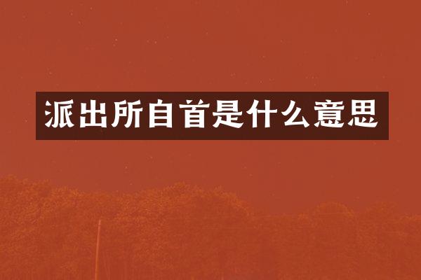 派出所自首是什么意思