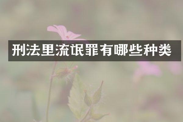 刑法里流氓罪有哪些种类